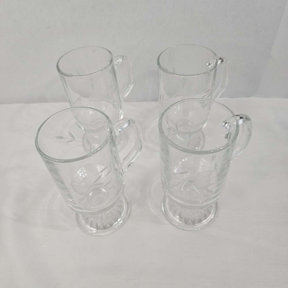 Set Of 4 Crystal Princess House Heritage Footed Irish Mugs/Cups 5-5/8"x2-5/8"